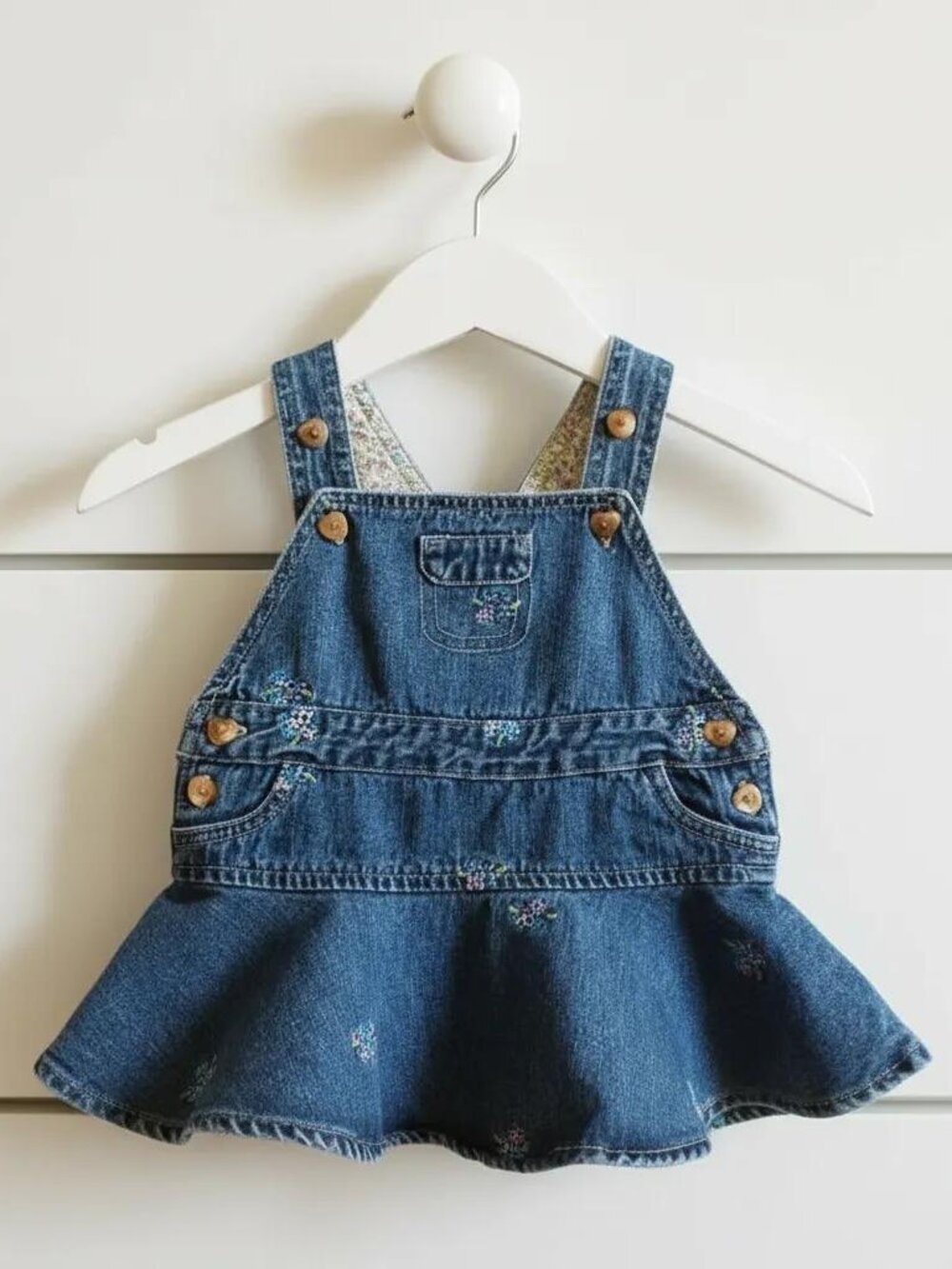 Arizona Jeans Floral Embroidered Jumper Lightweight Denim 3-6Months